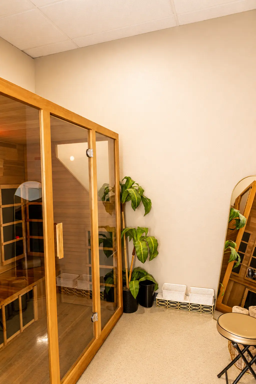 Private infrared sauna at Citrus & Sage Wellness Retreat in Redlands, CA